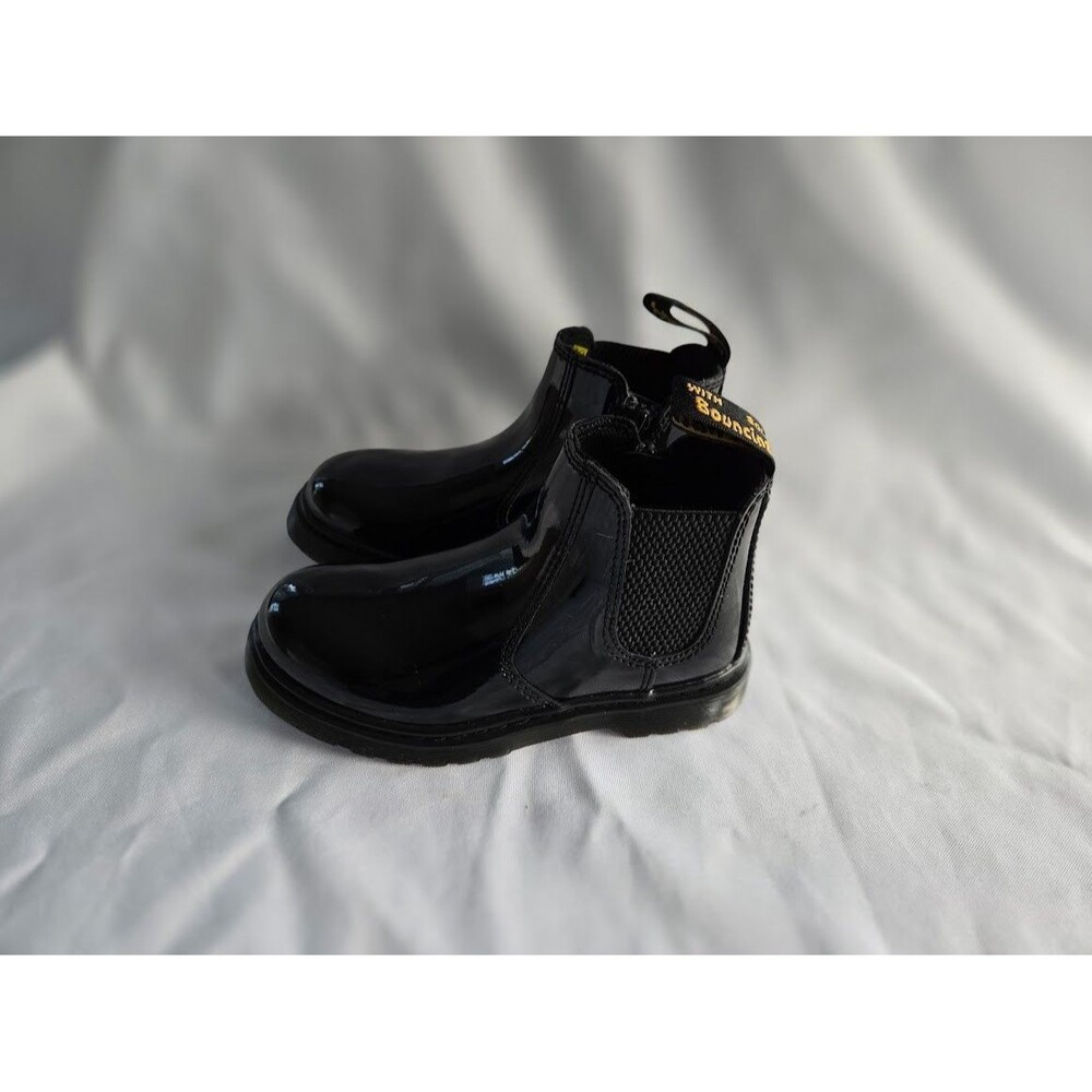 Dr Martens Junior 2976 Patent Chelsea Boots - Black - Toddler Girls size 10 MINT - Picture 4 of 7